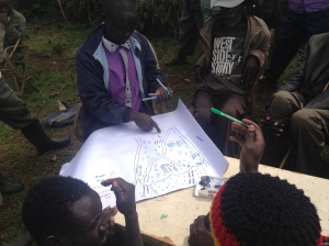 A focus group discussion with local farmers in Trans Mara district, Kenya, carried out by Tobias O. Nyumba (co-author)